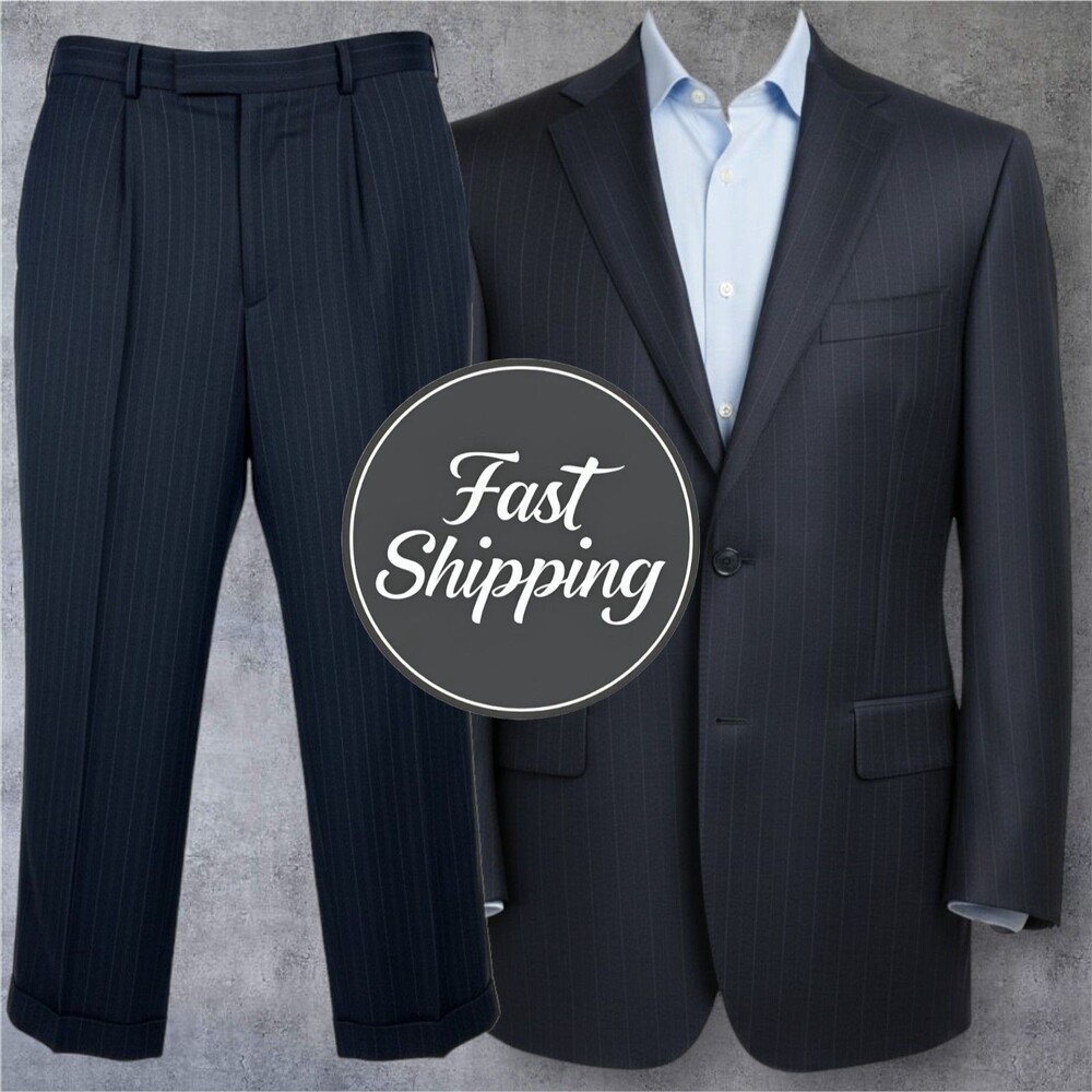 TED BAKER Mens 2-Piece Suit – 48L Blazer Jacket/38WX31 Pants Black 2-Vent Wool